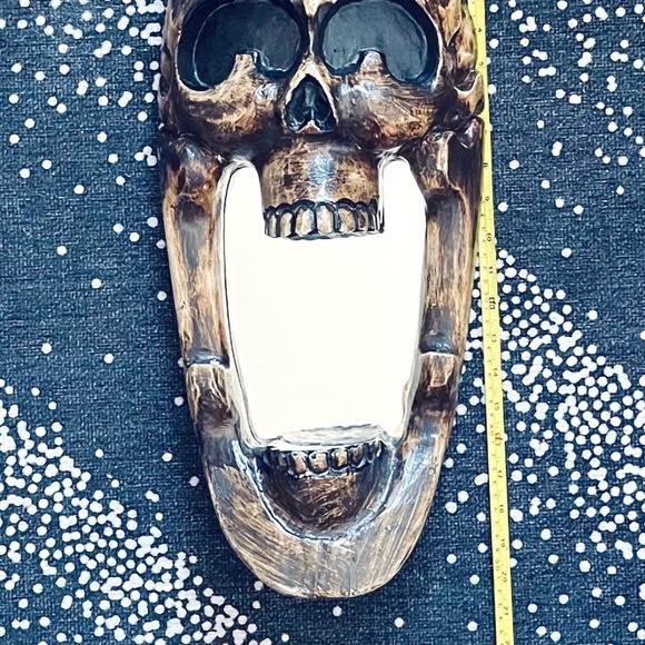 Vintage Handcrafted Wooden Skull Mirror - Picture 5 of 16